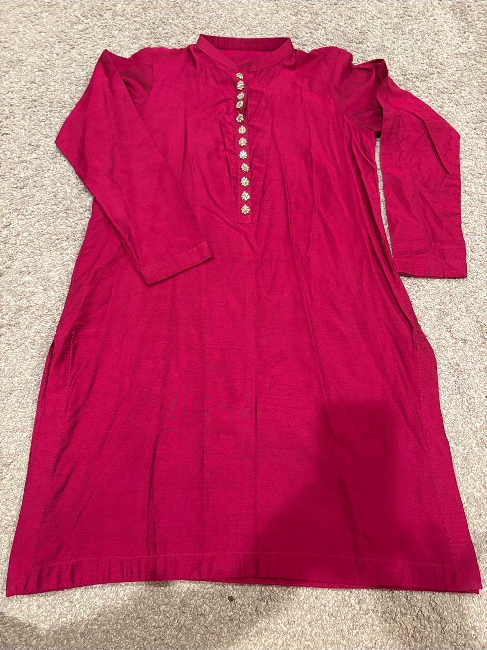 Women Fuchsia Long Sleeve Tunic Dress. 3pv